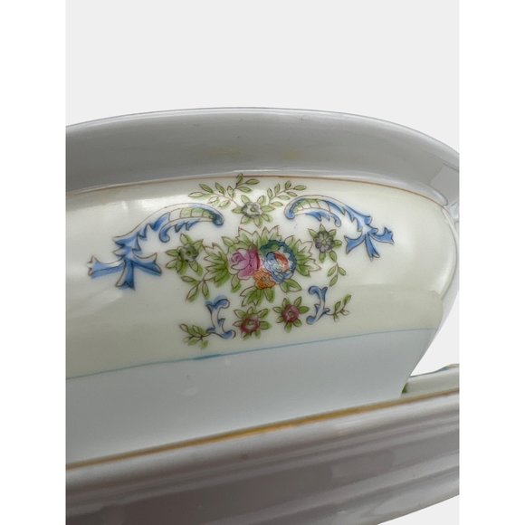 Empress China EMP47 Gravy Boat w/ Underplate Japan Hand Painted Floral Pattern - Picture 6 of 6